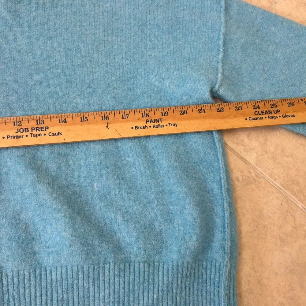 alpaca merino wool Nylon blend sweater size S Ice Blue exposed seams slouchy